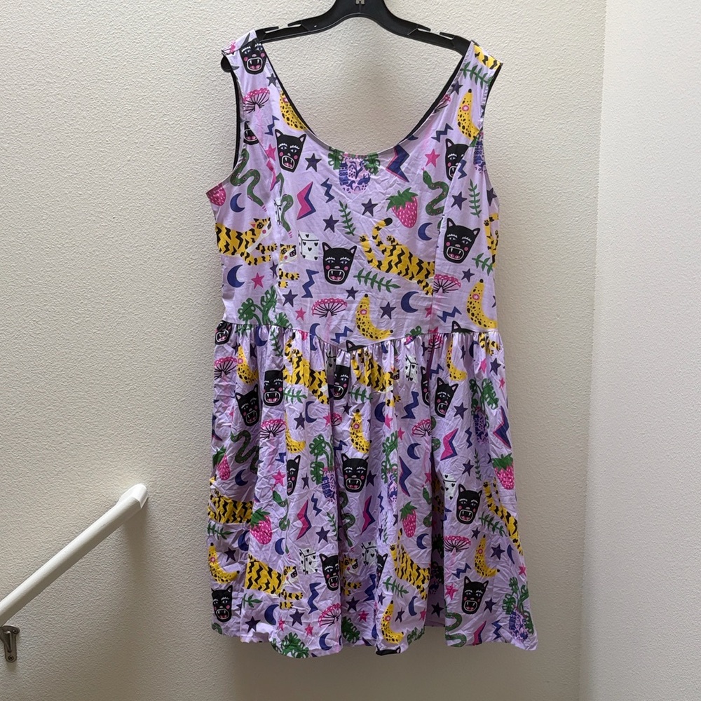 Nooworks Pocket Hastings Misty Mini Dress Tiger Mushroom Monstera Jungle 2X - Picture 3 of 7